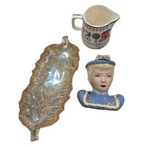 Lot Of 46 Vintage Mid Century Glass Collectibles Carnival Glass China Crystal